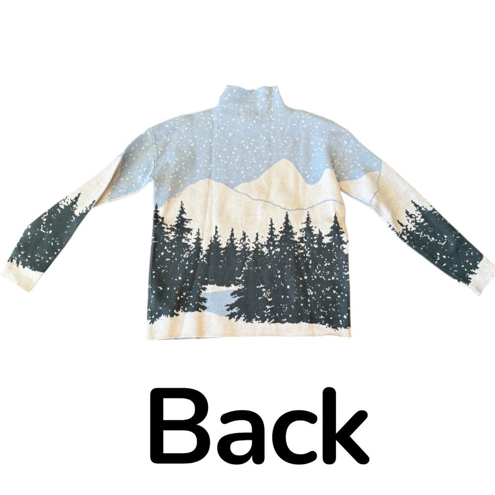 NWOT TAHARI Mock Neck Winter Scene Woman's Sweater Size Small - Picture 4 of 12